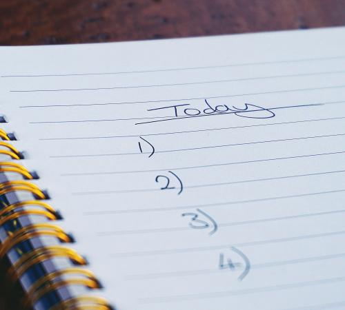 Checklist on notebook paper