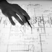 Architecture drawings blue prints black and white