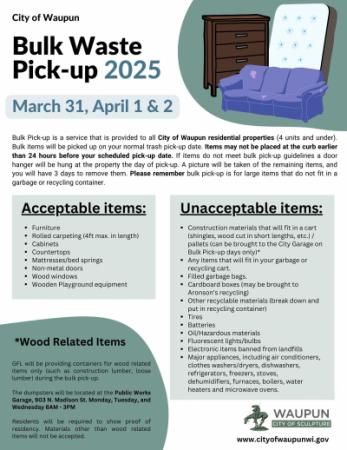 Spring Bulk Waste Pick Up Flyer 2025