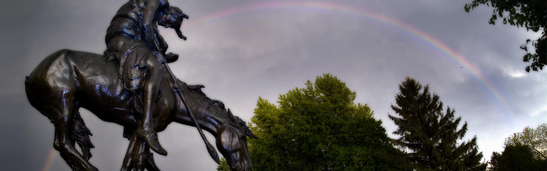 Home Page Banner Statue Horse with Rainbow
